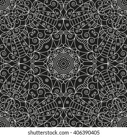 Black and white ethnic patterned background. Arabesque ornament