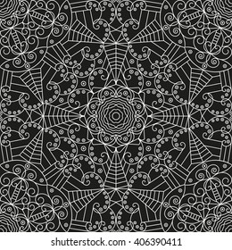 Black and white ethnic patterned background. Arabesque ornament