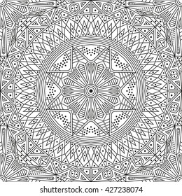 Black and white ethnic patterned background. Arabesque ornament