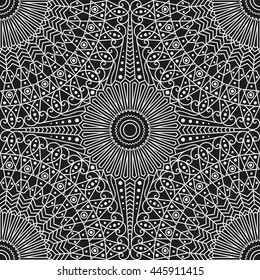 Black and white ethnic patterned background. Arabesque ornament