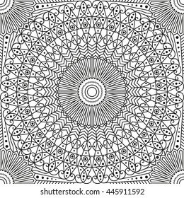 Black and white ethnic patterned background. Arabesque ornament