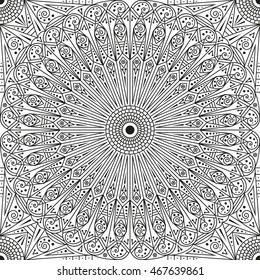 Black and white ethnic patterned background. Arabesque ornament