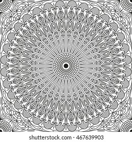 Black and white ethnic patterned background. Arabesque ornament