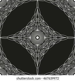 Black and white ethnic patterned background. Arabesque ornament