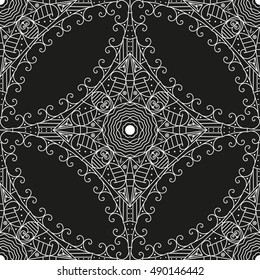 Black and white ethnic patterned background. Arabesque ornament