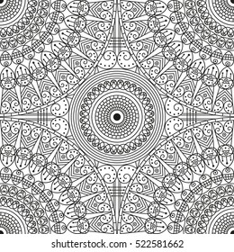 Black and white ethnic patterned background. Arabesque ornament