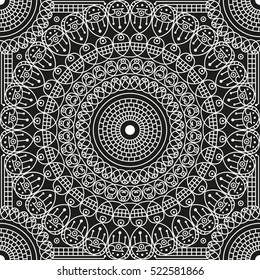 Black and white ethnic patterned background. Arabesque ornament