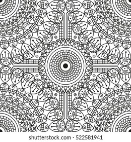 Black and white ethnic patterned background. Arabesque ornament