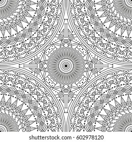 Black and white ethnic patterned background. Arabesque ornament