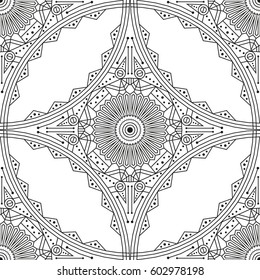 Black and white ethnic patterned background. Arabesque ornament