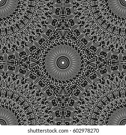 Black and white ethnic patterned background. Arabesque ornament