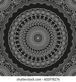 Black and white ethnic patterned background. Arabesque ornament