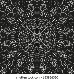 Black and white ethnic patterned background. Arabesque ornament