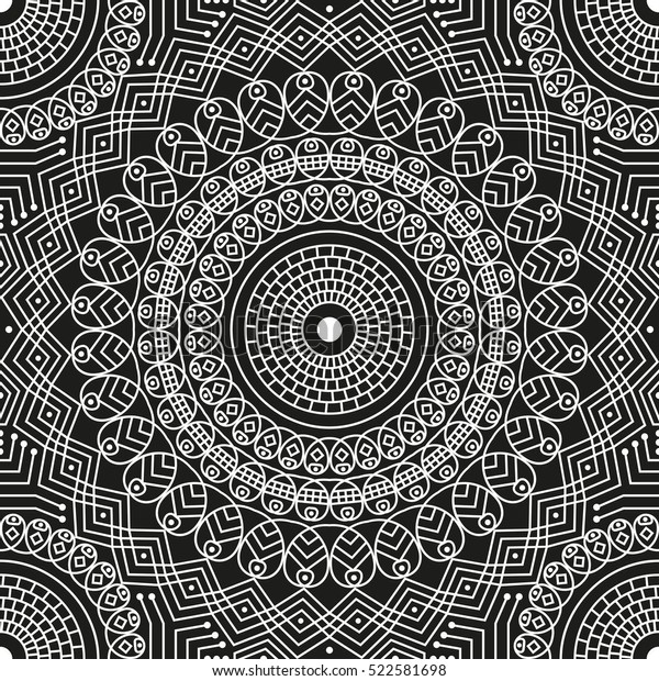 Black White Ethnic Patterned Background Arabesque Stock Vector