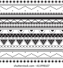 Black White Ethnic Patterns Background Boho Stock Vector (Royalty Free ...