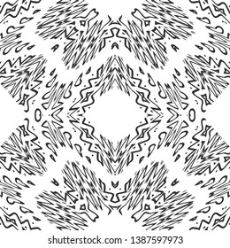 Black and white ethnic seamless pattern. Tribal embroidery. Folklore design for clothing, carpet, wallpaper, as an element of decor, etc.