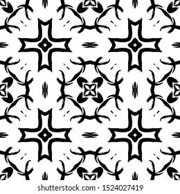 Black and white ethnic seamless vector pattern. Decorative ornamental motif. 