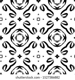 Black and white ethnic seamless vector pattern. Decorative ornamental motif. 