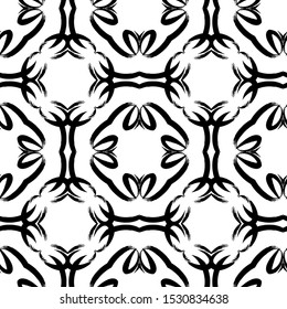 Black and white ethnic seamless vector pattern. Decorative ornamental motif. 