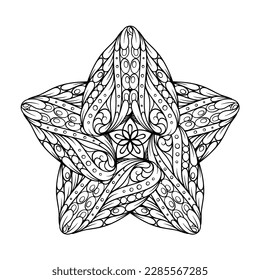 Schwarz-Weiß ethnische Sternform mandala Muster. Kolodierseite von Antistress.