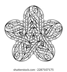 Schwarz-Weiß ethnische Sternform mandala Muster. Kolodierseite von Antistress.
