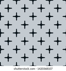 Black and white ethnic Vector seamless pattern. Modern stylish texture. Repetition of the geometric tiles with crosses