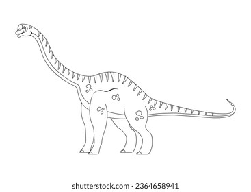 Black and White Europasaurus Dinosaur Cartoon Character Vector. Coloring Page of a Europasaurus Dinosaur