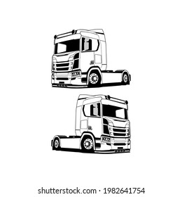 Black and white europe truck illustration vector