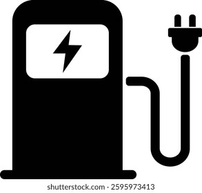 Black and White EV Charging Icon