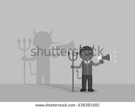 black and white evil business man spreading hoax black and white style