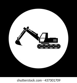 Black and white excavator icon 