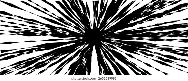 Black White Explosion Speed Lines Blast Effect In Manga Style For Anime Fight Scene, Comic Impact Panel, Action Overlay, Pop Art Composition, Motion Design. Ilustração de vetor