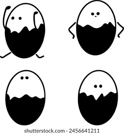 Black and White Expressive Egg Illustration | Creative Projects