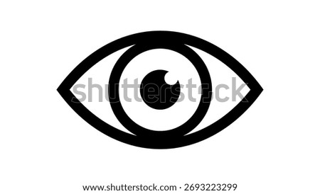 Black and White Eye Icon Keywords: eye, vision, sight, look, observe, see, perception, iris