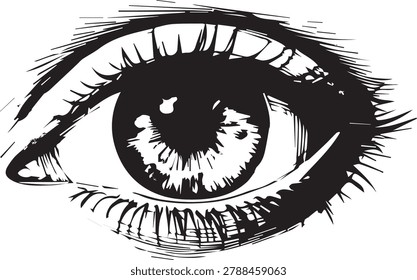 Black and white eye sketch drawing