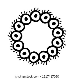 Black and white eyes hand drawn illustration mandala in cartoon style