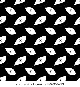 Black and white eyes seamless pattern. Eyes wall horror pattern