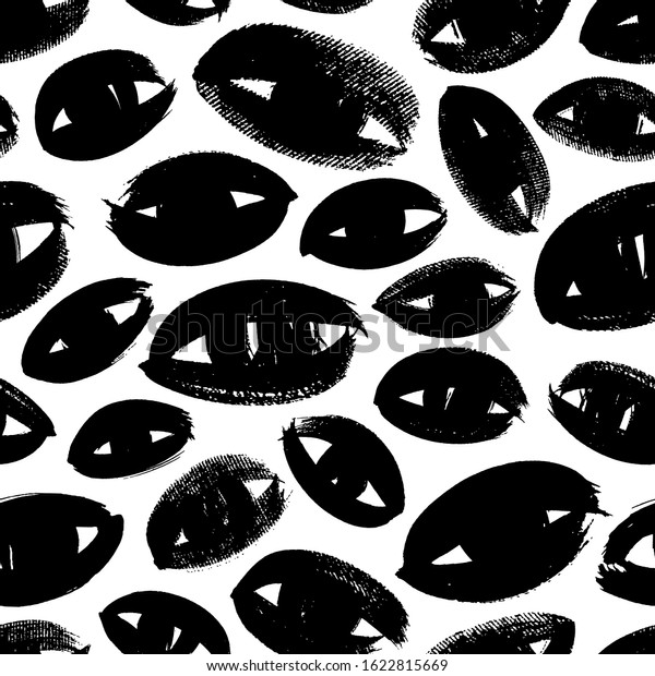 Black White Eyes Vector Seamless Pattern Stock Vector (Royalty Free