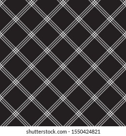 Black white fabric diagonal texture seamless pattern. Vector illustration.