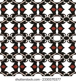 Black and white fabric pattern with red accents, a repeating seamless design overlaid with aizome pattern, adding depth and visual interest.