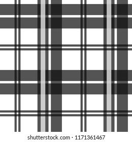 Black and white fabric texture check tartan seamless pattern. Vector illustration. eps10