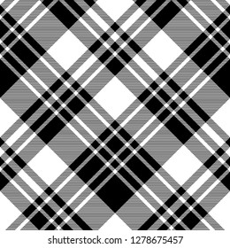 Black and white fabric texture check seamless pattern. Vector illustration.