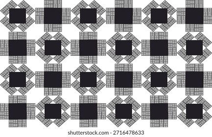 Textura de tecido preto e branco, complicar diamante e mais xadrez repita o padrão, imagem repleta, design para impressão de tecido, rede de grade losango, bloco preto