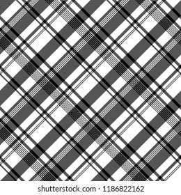 Black white fabric texture pixel asymmetrical seamless pattern. Vector illustration.