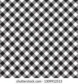 Black and white fabric texture. Vector illustration. Flat tablecloth pattern.