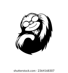 black and white face of a cute sloth  with glasses