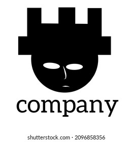 Black and white face logo for icon, logo, illustration and business