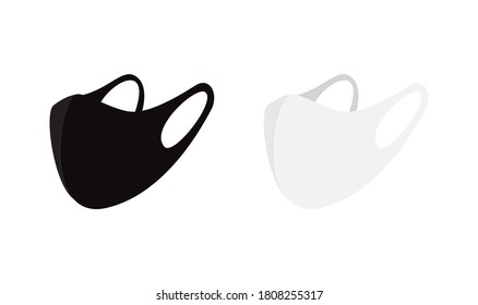 Black and white face masks set. Vector illustration.