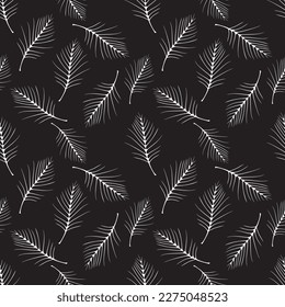 Black and white fall of the leaves. Seamless pattern for textile, wallpapers, gift wrap and scrapbook. Vector illustration. 