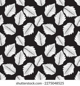 Black and white fall of the leaves. Seamless pattern for textile, wallpapers, gift wrap and scrapbook. Vector illustration. 